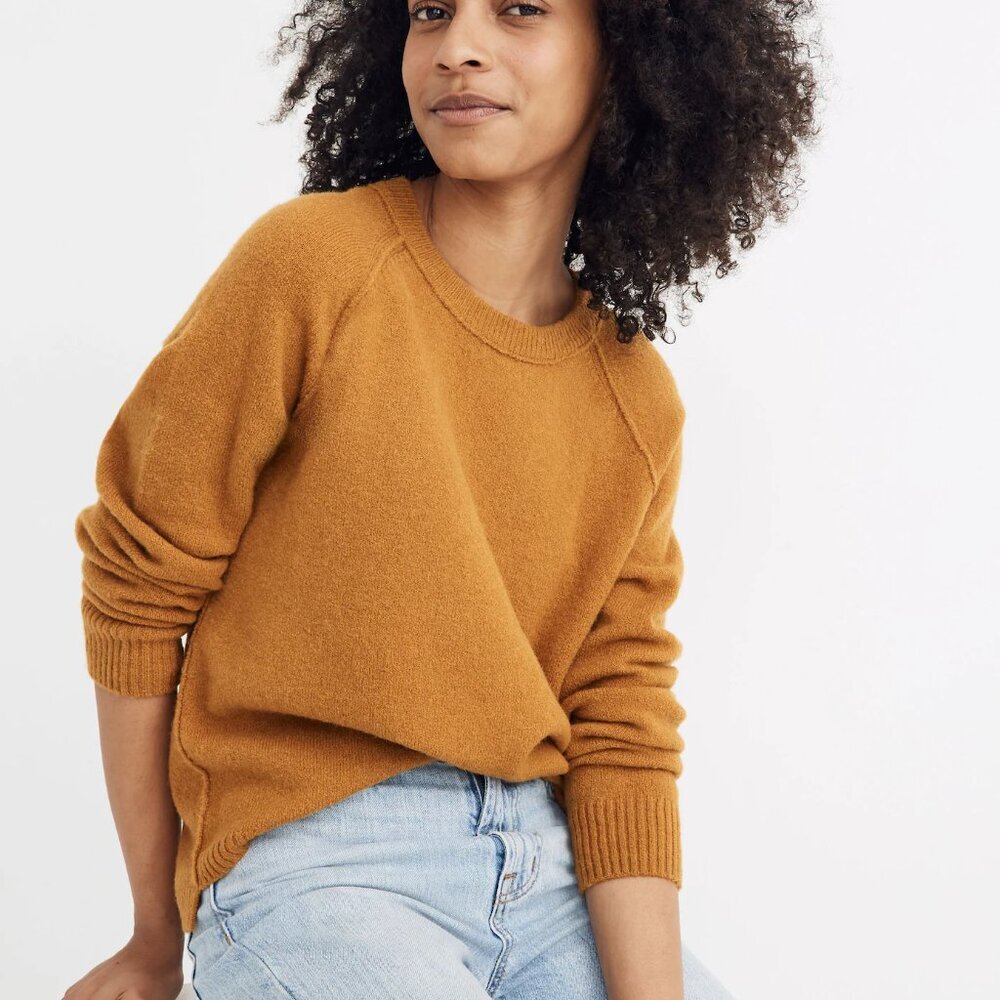 Madewell Allister Pullover Sweater in Coziest Yarn, sz L, color: Heather Cider
